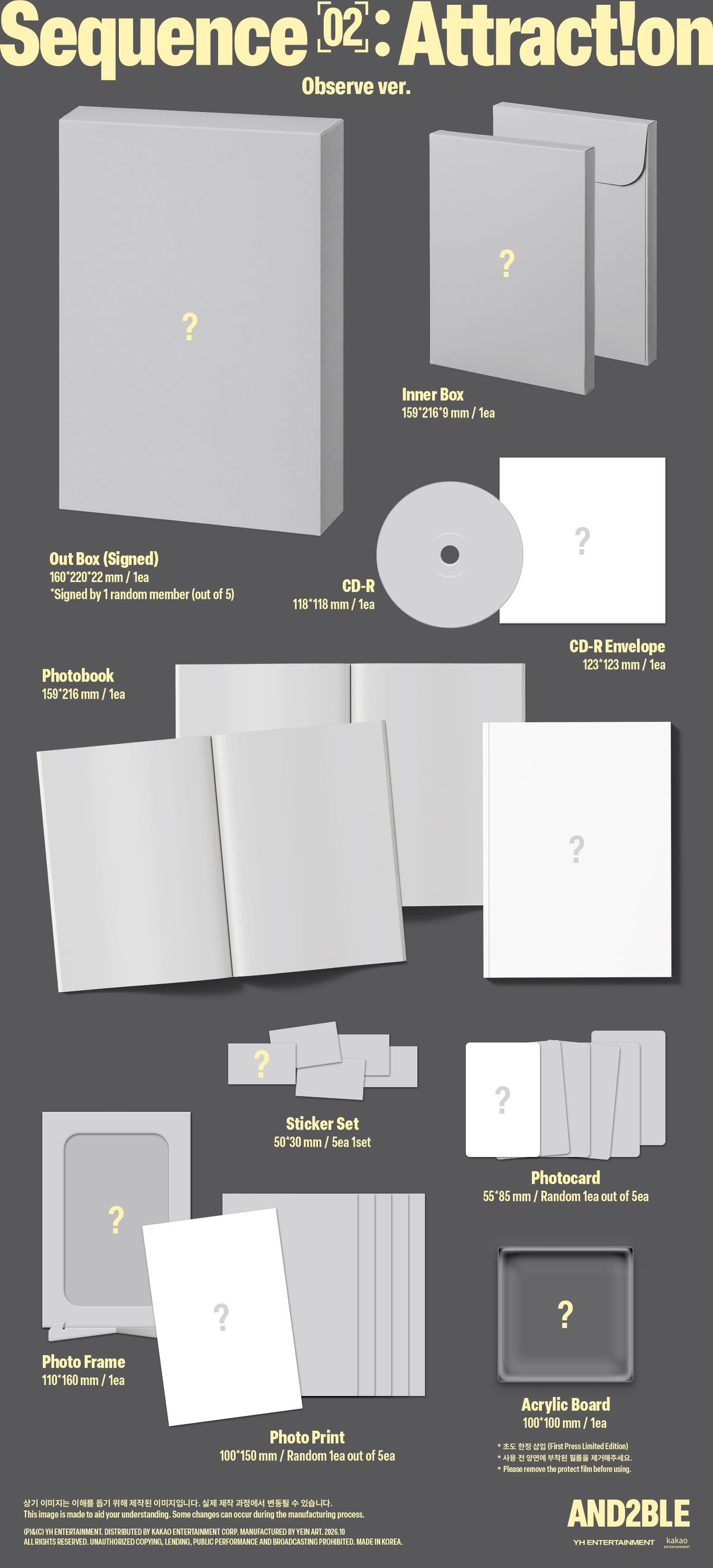 *Signed* AND2BLE 2nd Mini Album -  [Sequence 02: Attraction] (Observe ver.)  (US ver.)