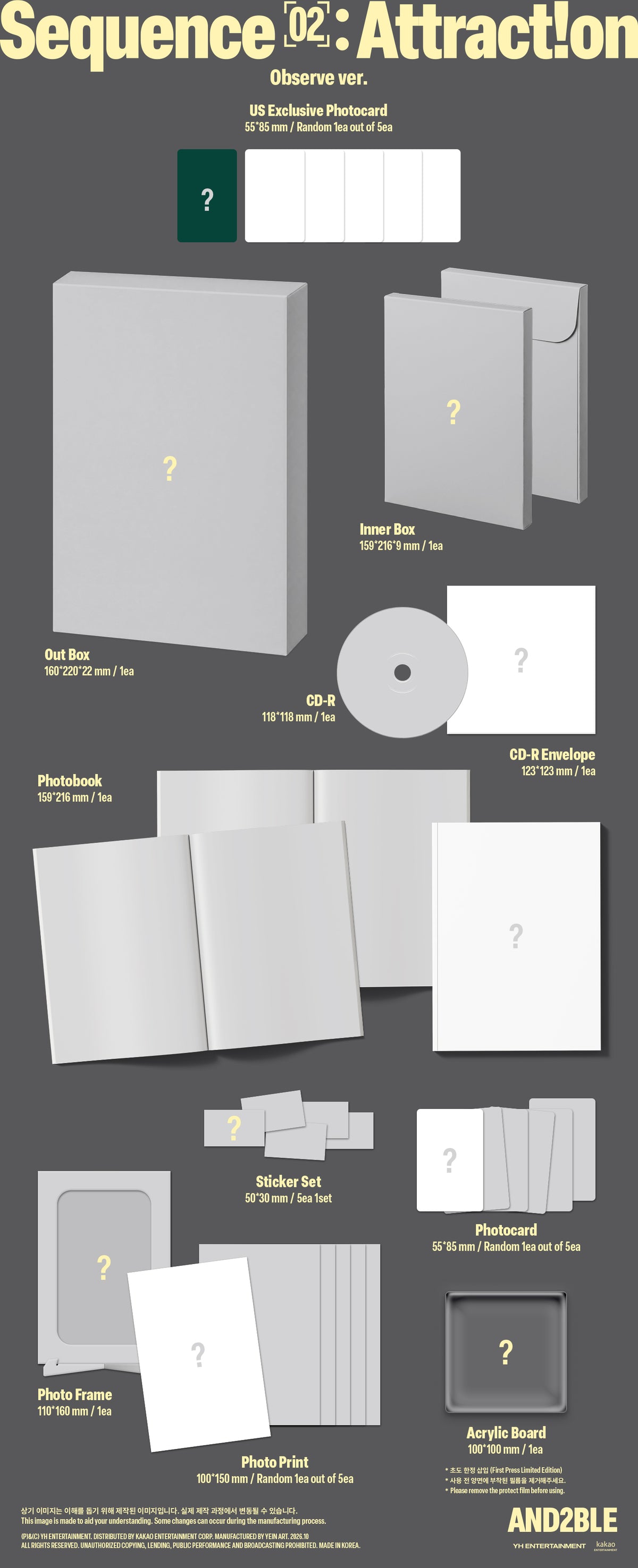 *US Exclusive Photocard* AND2BLE 2nd Mini Album -  [Sequence 02: Attraction] (Observe ver.)  (US ver.)